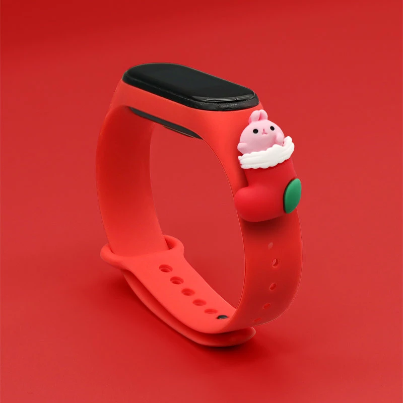 Rrip silikon festiv për Xiaomi Mi Band 3/4 Hurtel, i kuq (Santa 1)