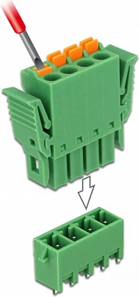Terminal bllok DeLOCK 65970, 4-pin për PCB, AWG 24-12, 16 mm, jeshile
