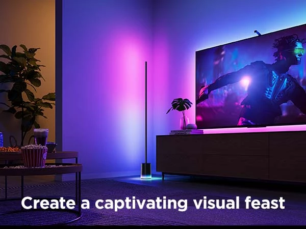 Lampë dyshemeje smart Govee Floor Lamp 2 RGBICWW, E zezë