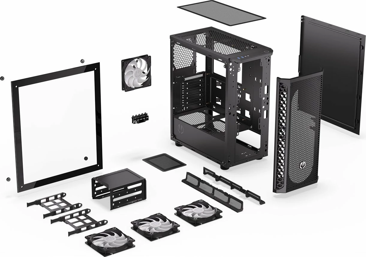 Kasë Endorfy Signum 300 ARGB EY2A006, Midi Tower, 4x120mm ARGB fan, ATX/mATX/Mini-ITX, e zezë