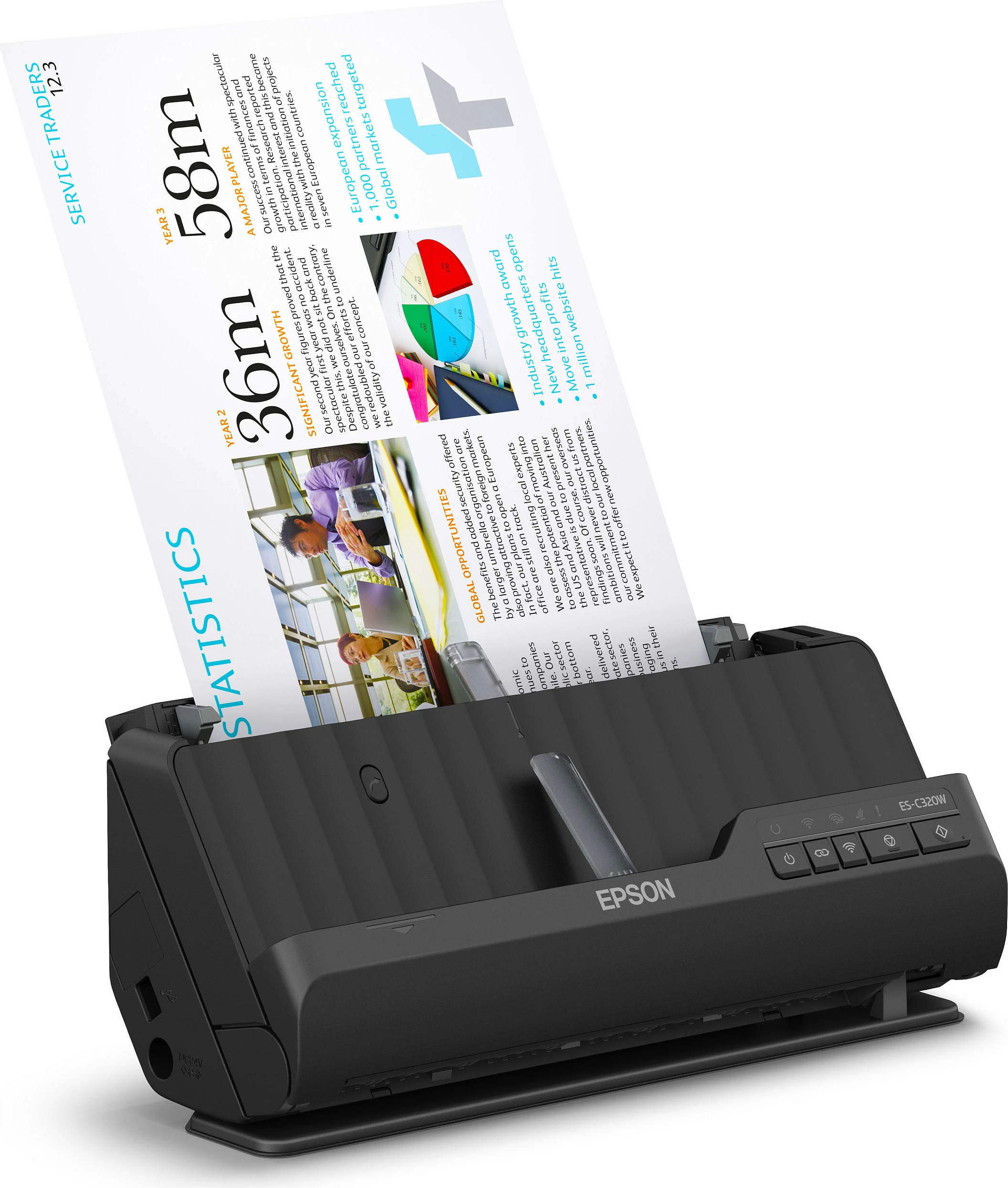 Skener Epson WorkForce ES-C320W, Duplex, Wi‑Fi, 30 ppm, i zi