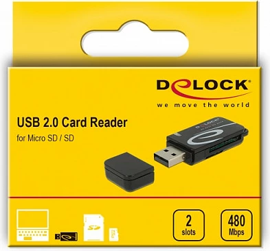 Lexues kartelash DeLOCK Mini USB 2.0, SD/MicroSD/MMC, 480 Mbit/s, i zi