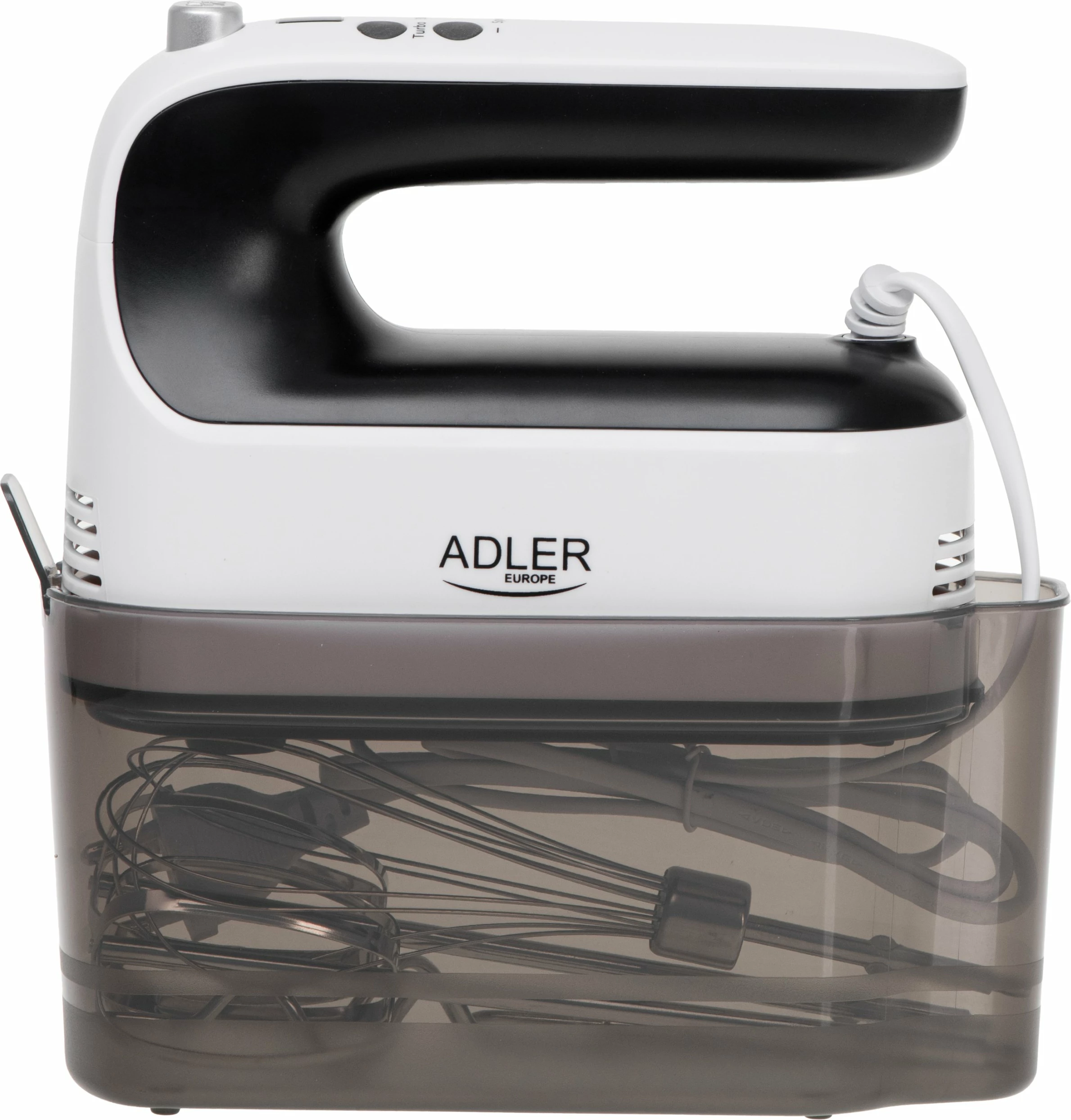 Mikser dore Adler AD 4229, 600 W, 9 shpejtësi, LCD, Turbo, set me 3 lloje shtojcash, i bardhë