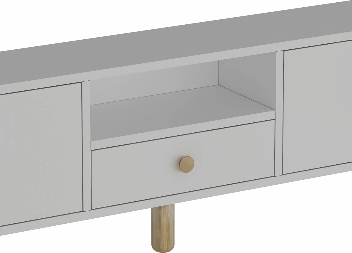 Komodë TV Skye Decor, e bardhë, lisi sapphire, 1310-DROP-1