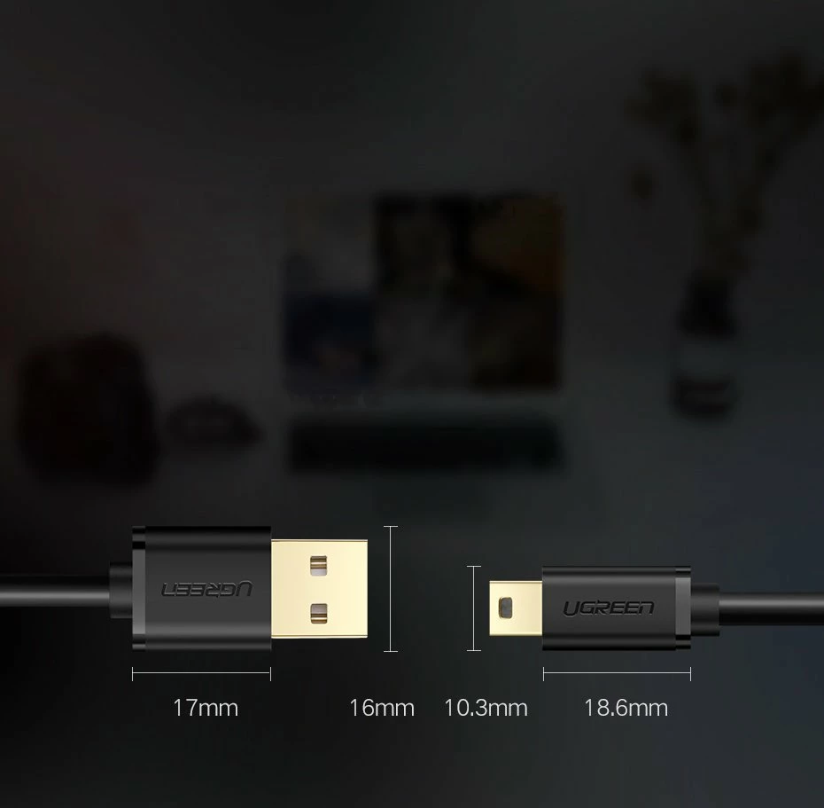 Kabllo USB në mini USB Ugreen US132 30472, 2 m, e zezë