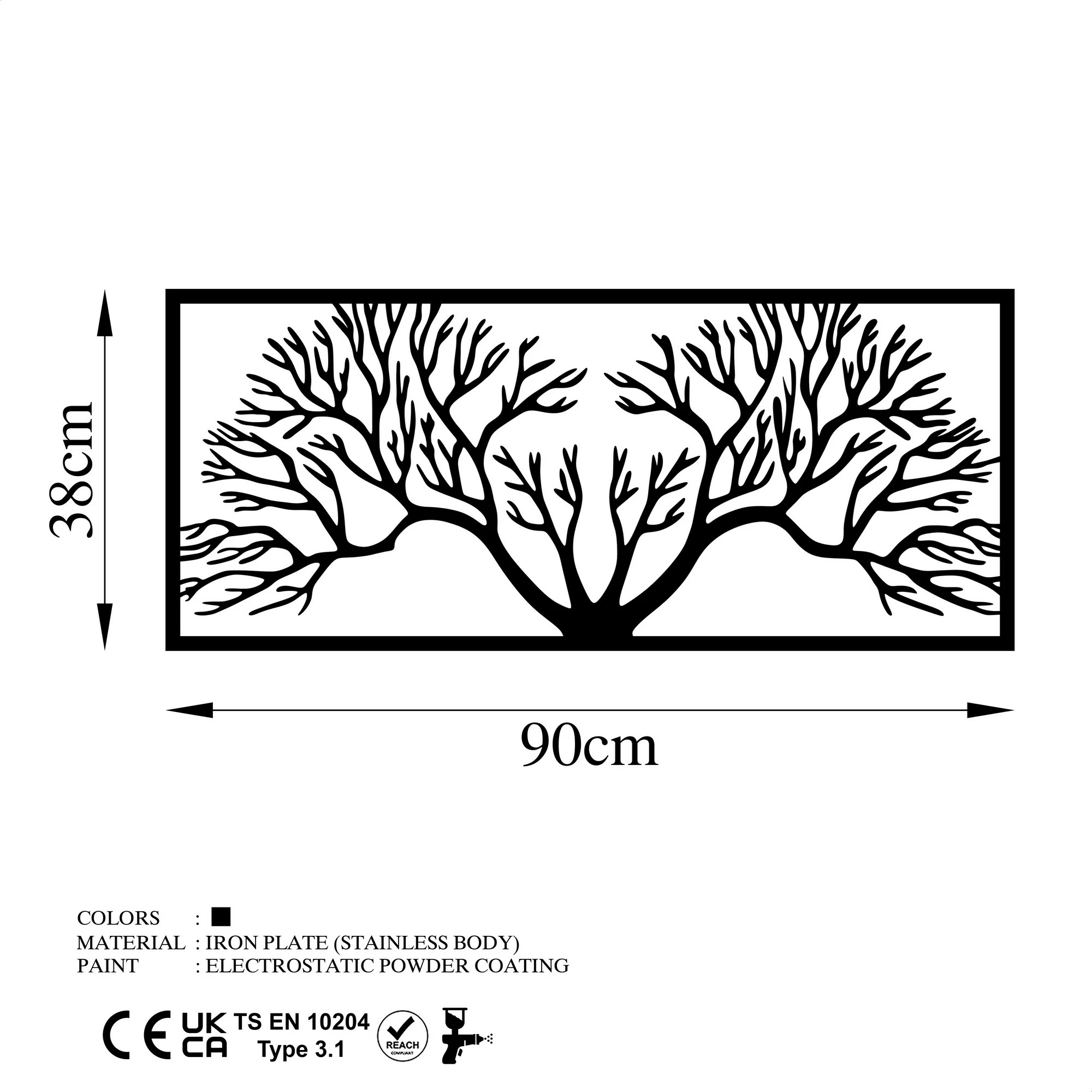 Aksesor dekorativ metalik për mur, Wallity, Horn Tree