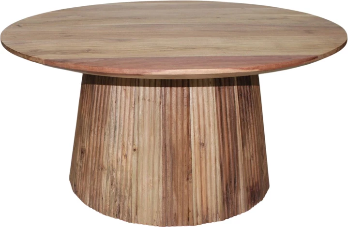 Tavolinë kafeje Canicule I, dru akacie i fortë, ngjyrë natyrale, Φ80x40cm