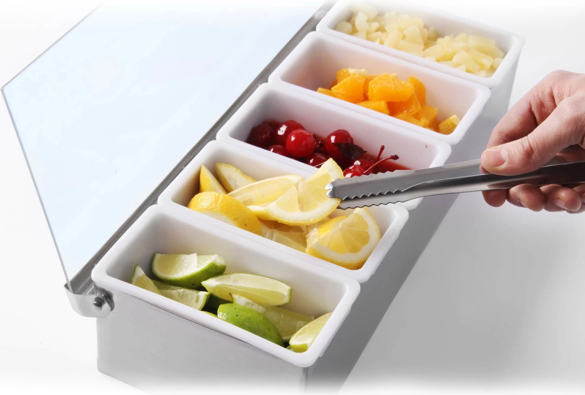 Mbajtës kondimente për bar, Bar Up, 5 kontejnerë, 375x140x90 mm, inox