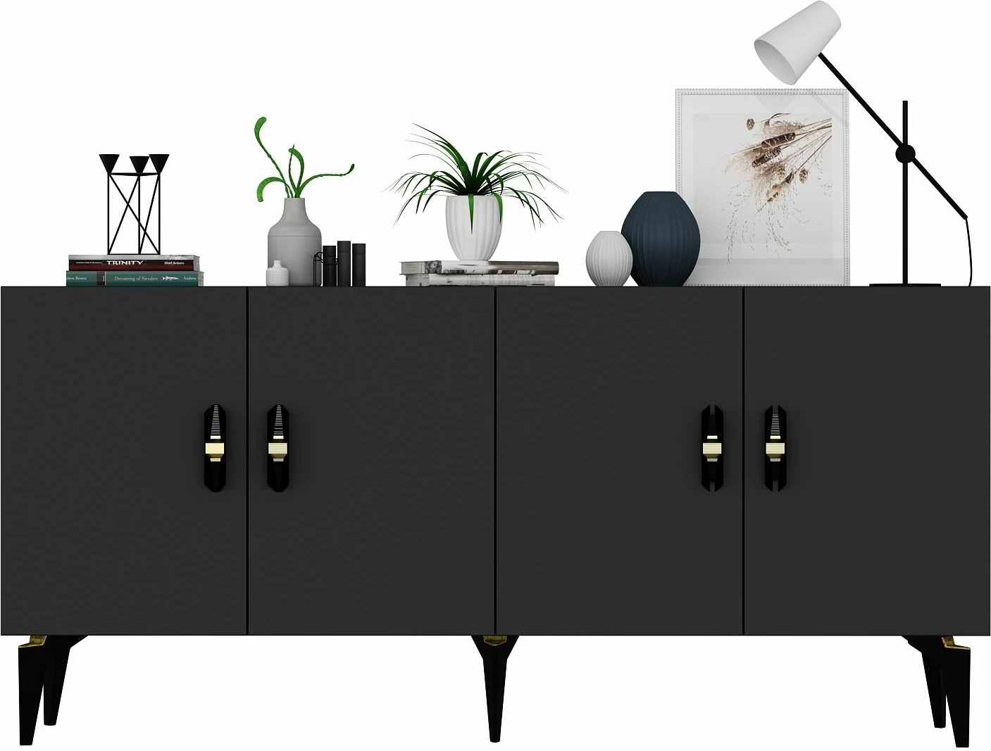 Konsol Skye Decor, ngjyrë antracit, Plus