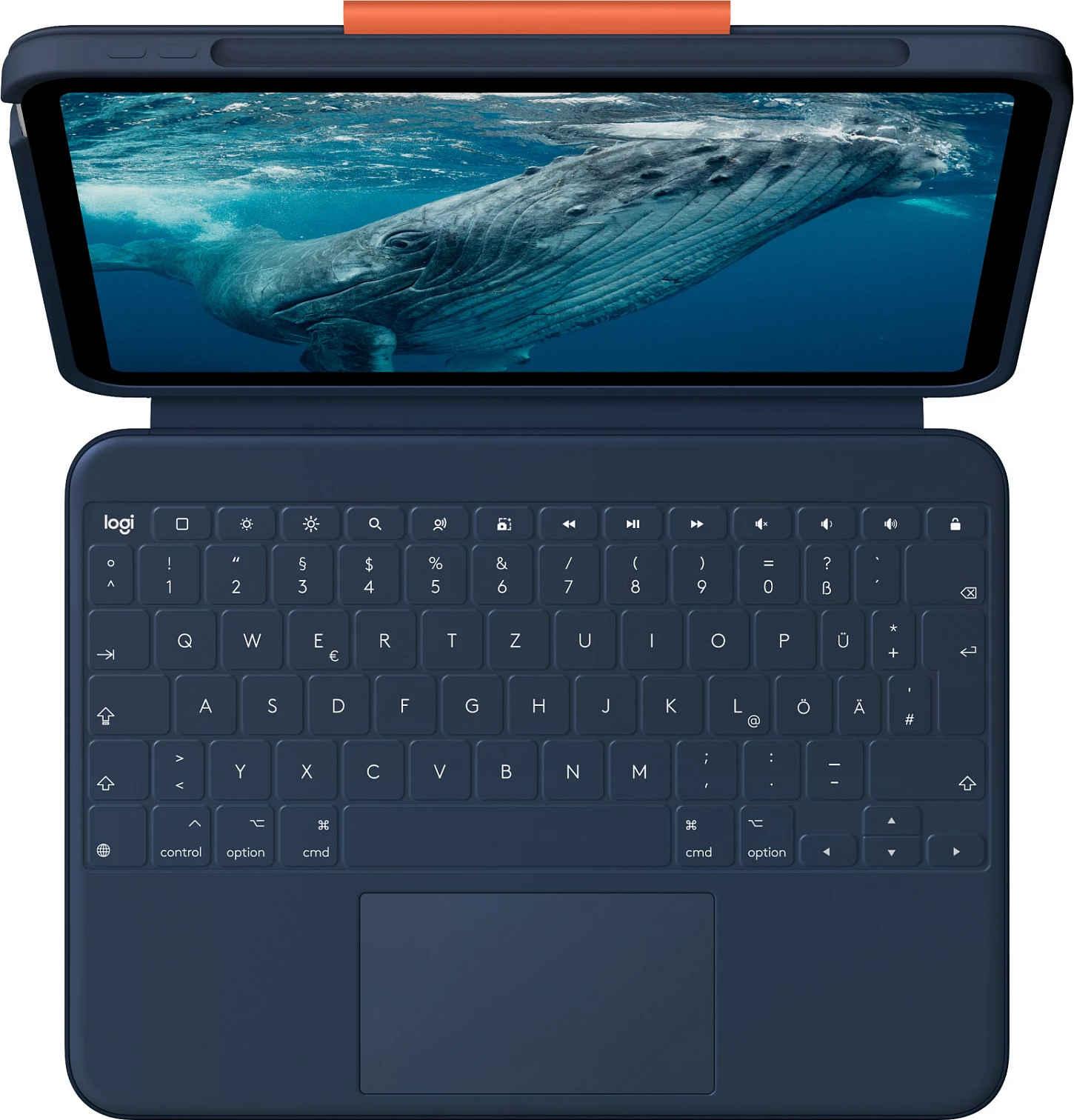 Tastierë me mbështjellës Logitech Rugged Combo 4c Touch, me touchpad, Classic Blue (DE)