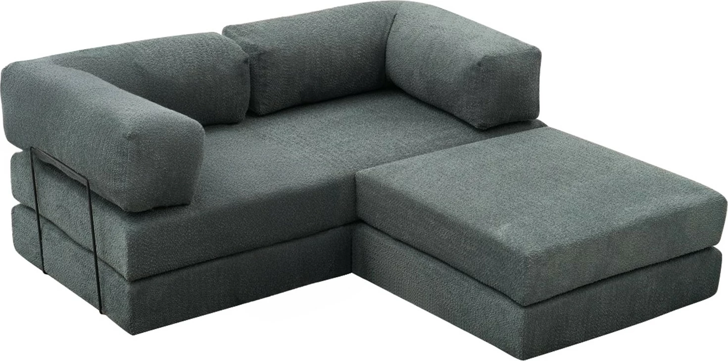 Këndare Comfort Mini, stof 100% chenille, ngjyrë e gjelbër, 190x95x75cm - 6