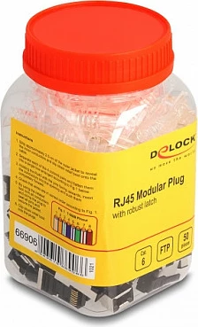 Konektor RJ45 DeLOCK Cat6 FTP, me mbrojtje kundër përkuljes, 50 copë