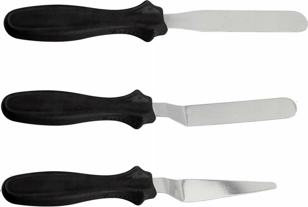 Spatulë dekorimi, Brunbeste BB-1693, inoks 22–23.5 cm, e zezë, set 3 copë