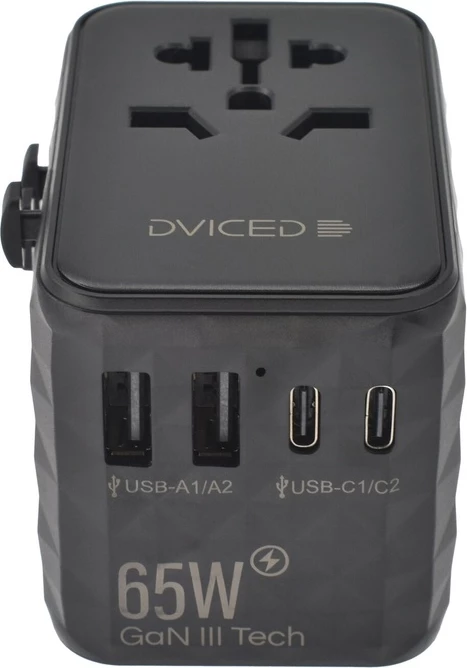 Dviced Universal travel adapter 65W GaN - Black