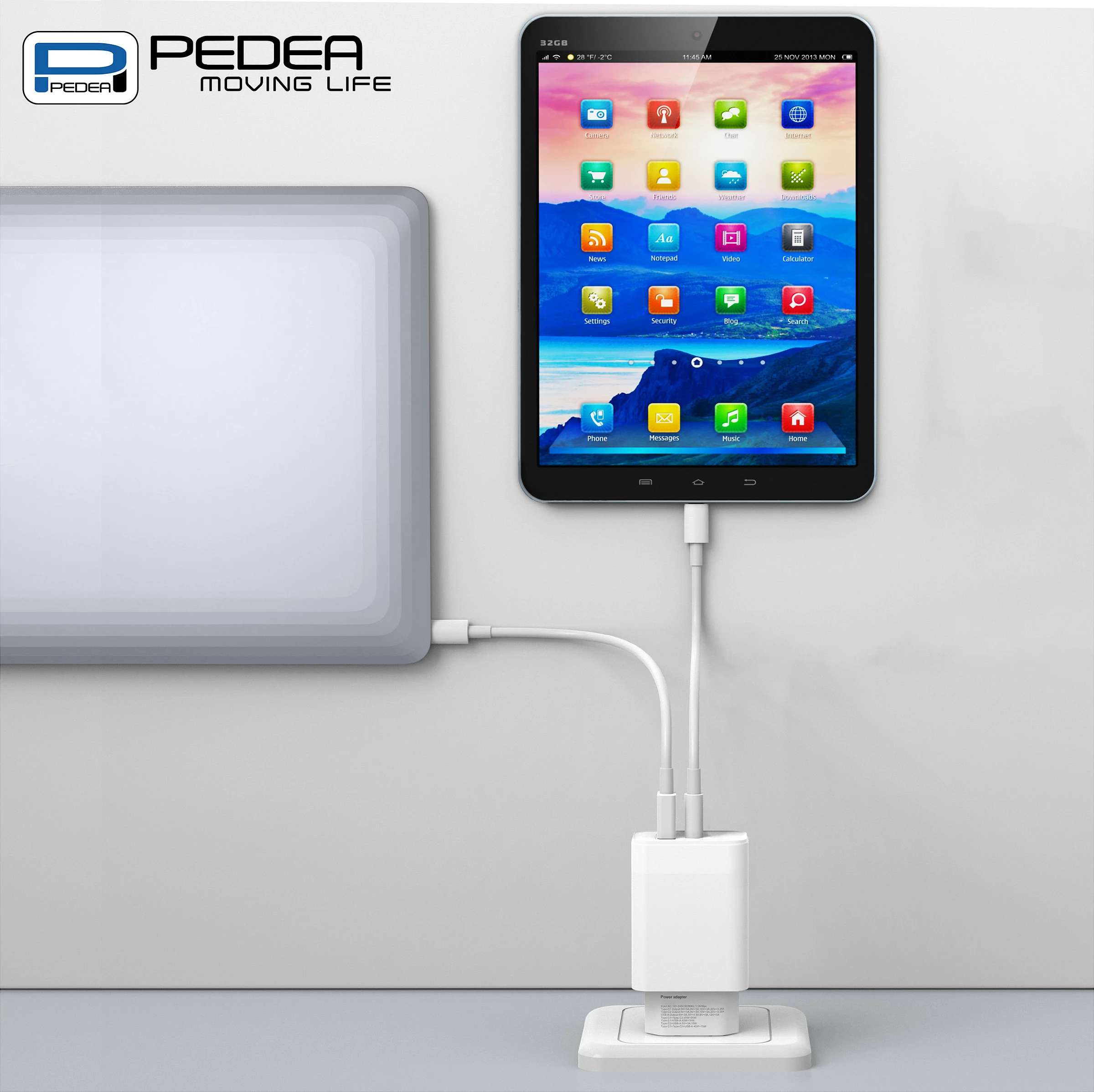 Karikues muri PEDEA 60040106, 30W, USB-C + USB-A, Fast Charging, i bardhë
