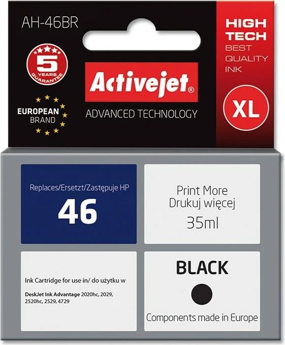 Ngjyrë zëvendësuese Activejet AH-46BR për printer HP, 35ml, e zezë