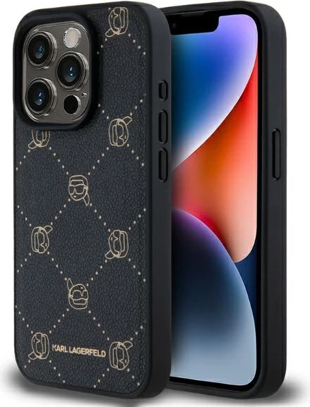 Mbështjellës Karl Lagerfeld Magsafe Karl Head për iPhone 15 Pro, i zi