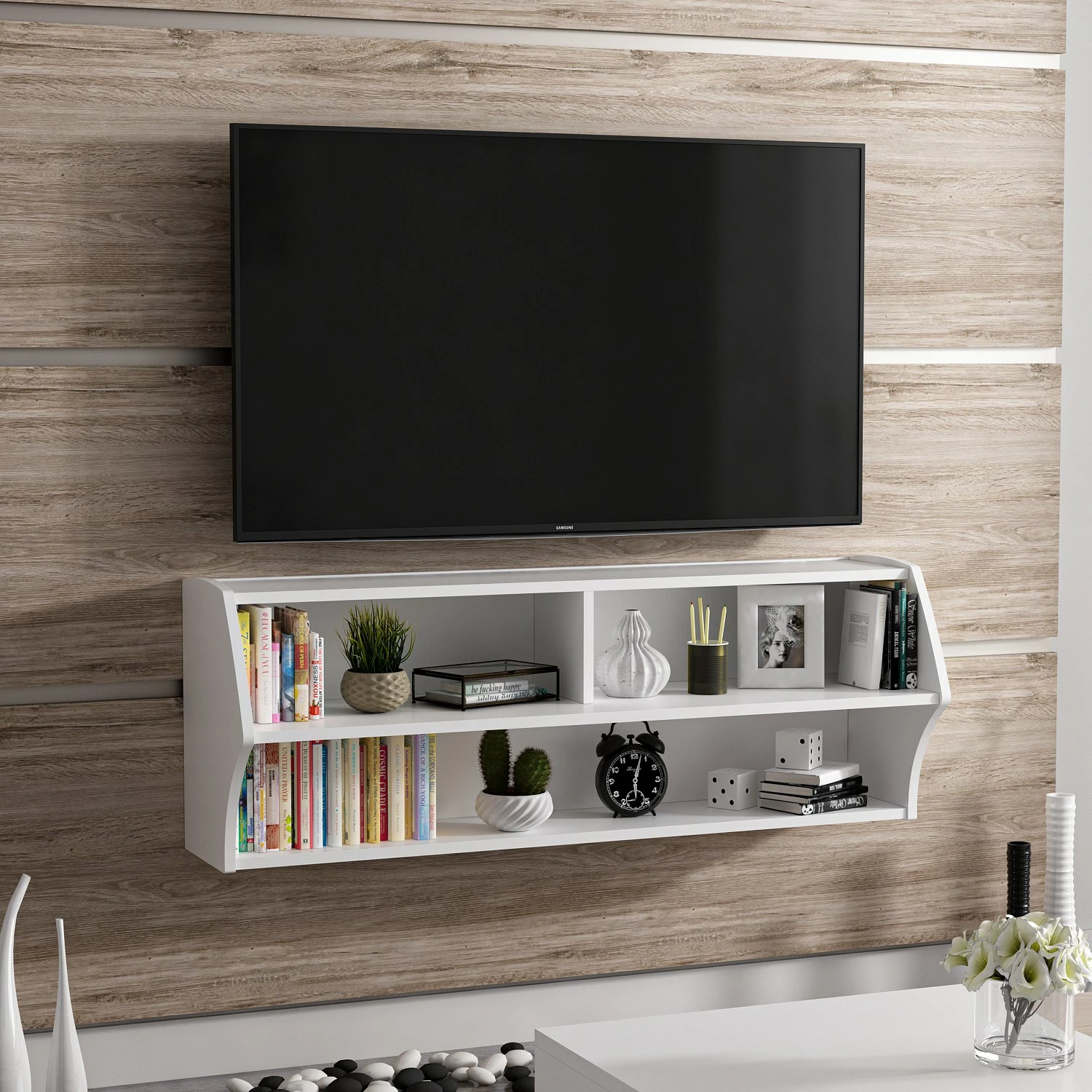 Komodë TV, ngjyrë e bardhë, Skye Decor, Sofya