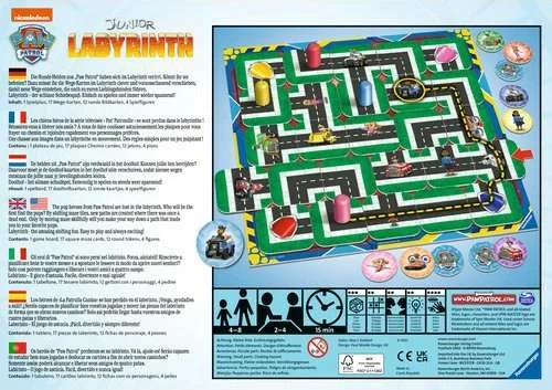 Lojë tavoline Ravensburger Paw Patrol Junior Labyrinth, për fëmijë, 2-4 lojtarë, shumëngjyrëshe
