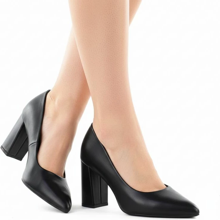 Këpucë me taka LEONE femra, të zeza