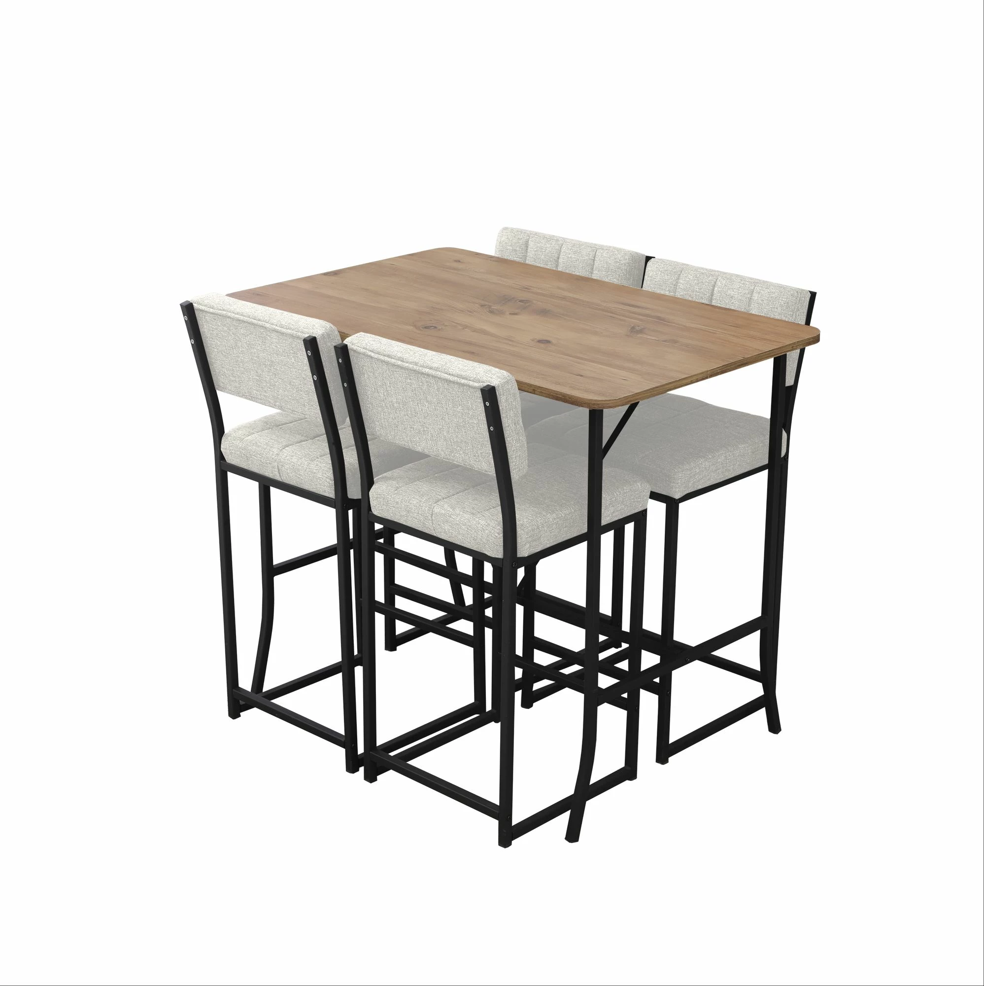 Set tavoline me karrige për bar (5 copë), Skye Decor, retro, krem, arre