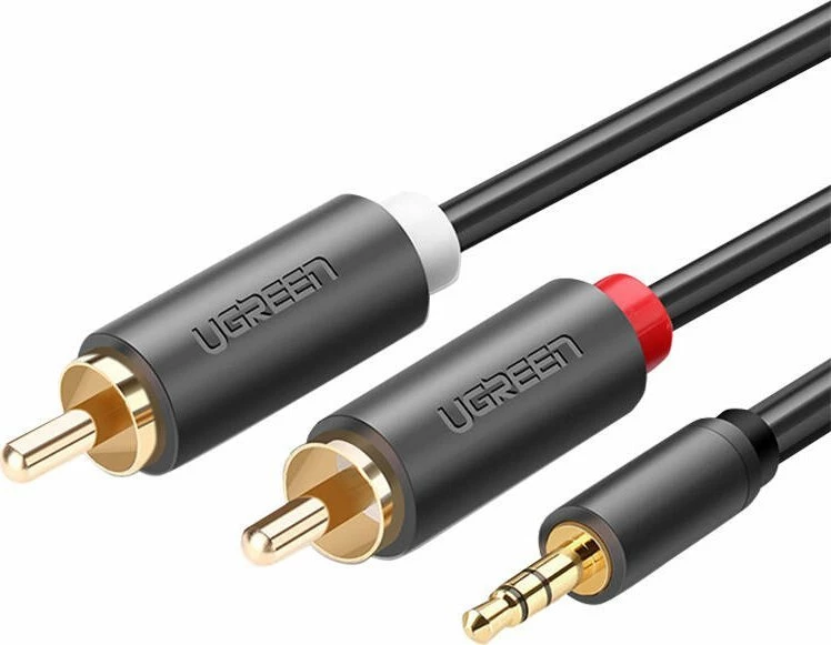 Kabllo audio Ugreen UGR510BLK 3.5mm Jack në 2x RCA (Cinch) 2m, e zezë