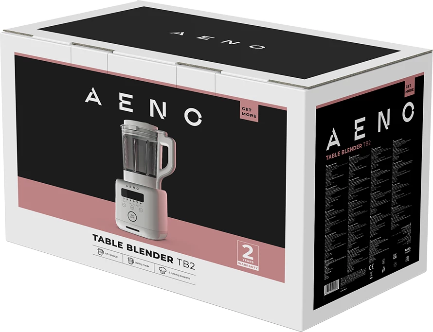 Blender tavoline-soupmaker AENO TB2 800 W, 1.75 L, 35000 rpm, gotim/zierje, gotë qelqi borosilikat, i bardhë