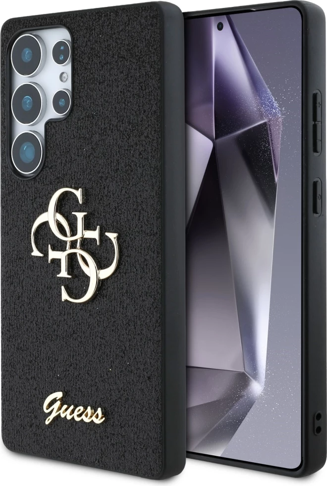 Mbështjellës Guess Fixed Glitter Big 4G Metal Logo për Samsung Galaxy S25 Ultra, i zi