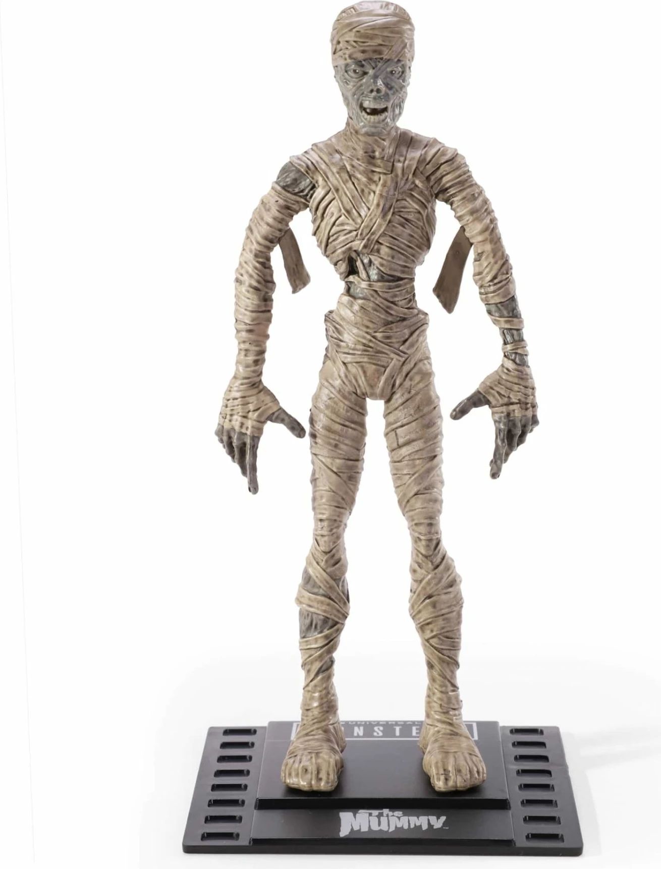 Figurinë NOBLE COLLECTION Bendyfigs Universal Monsters Mummy 19 cm me stendë, bezhë