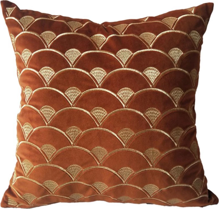 Jastëk dekorativ Sunrise, kadife, terrakotë-ari, 45x45cm