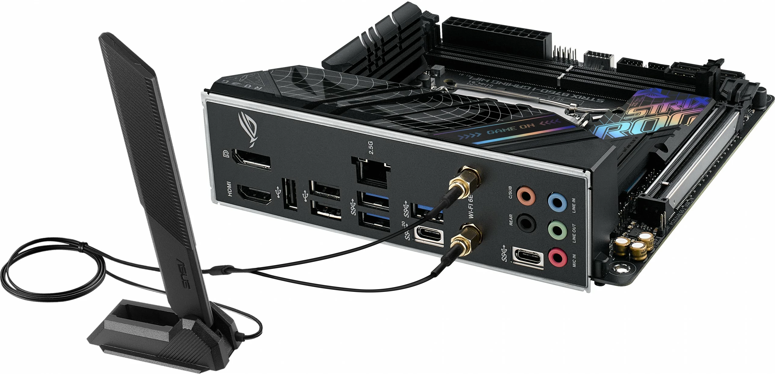 Pllakë amë ASUS ROG STRIX B760-I GAMING WIFI, Intel, LGA 1700, DDR5-SDRAM, 64 GB