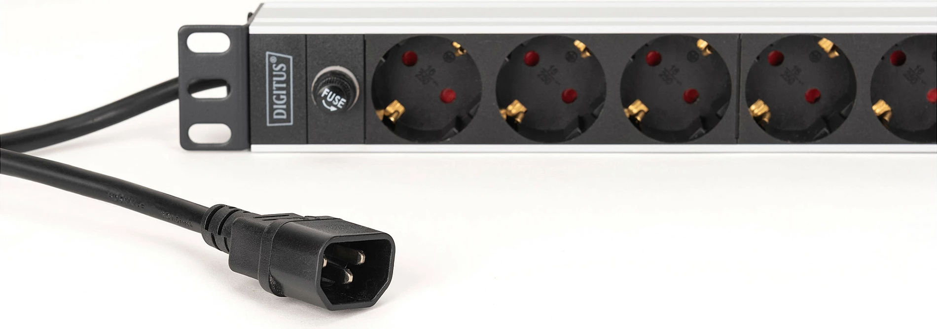 Shirit prizash Digitus rack 19" 1U, 9x Type F (Schuko), 2m, 16A/2500W, zi/argjend