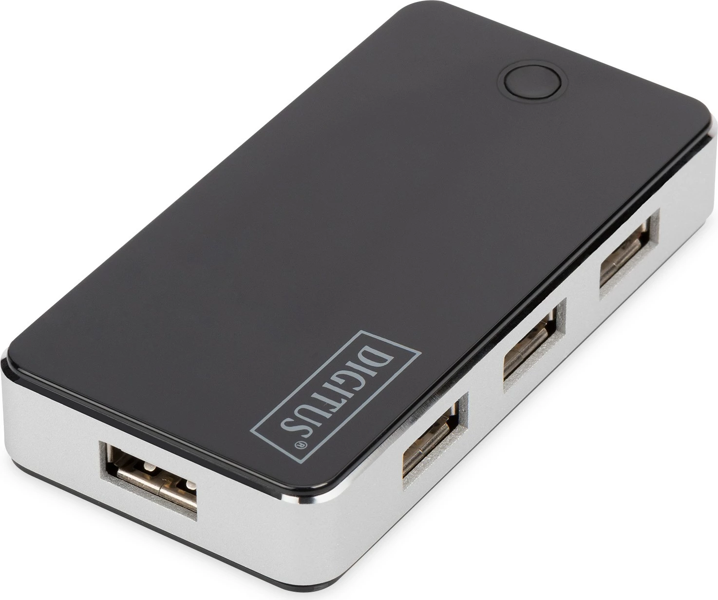 Hub USB Digitus 7-Port, USB 2.0, 480 Mbit/s, Ngjyrë e zezë, e argjendtë