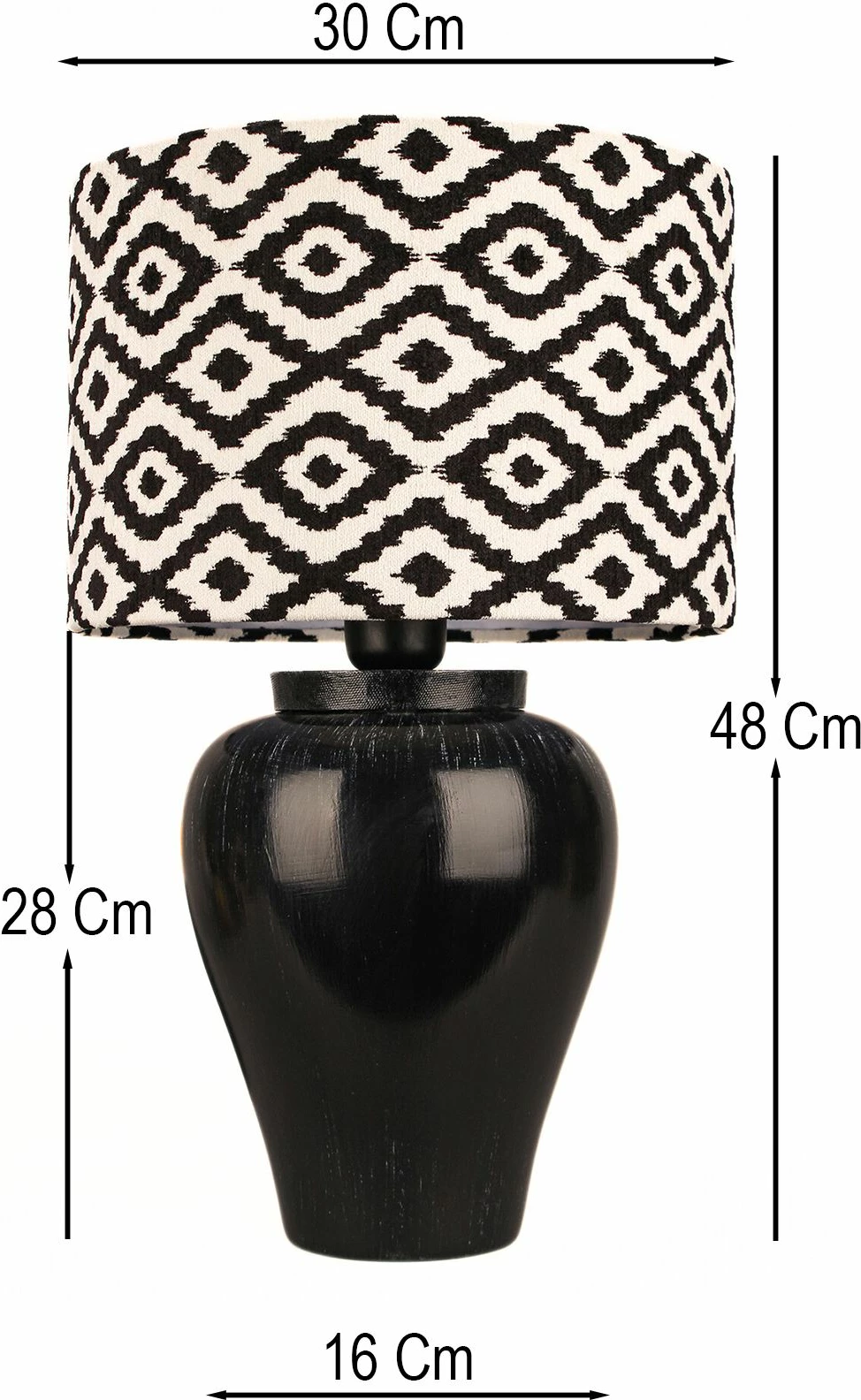 Llambë tavoline Opviq, BK102, shumëngjyrëshe, trup qeramike, kapak kadife, 48cm