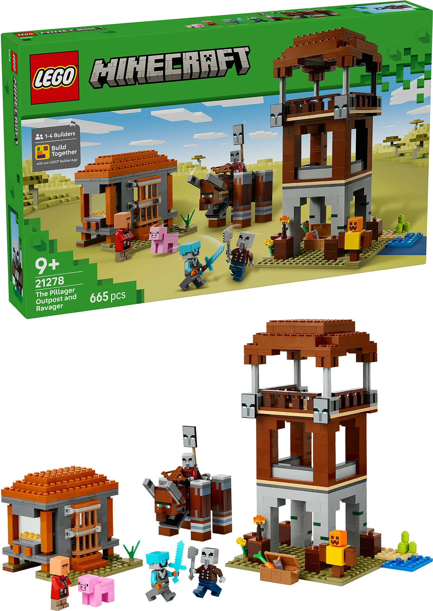 Set ndërtimi LEGO Minecraft The Pillager Outpost and Ravager 21278, 665 copë, shumëngjyrësh