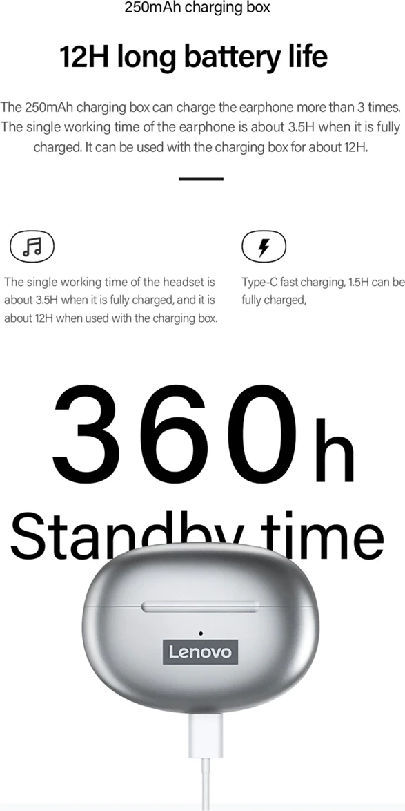 Dëgjuese Lenovo LivePods LP5, të hirta