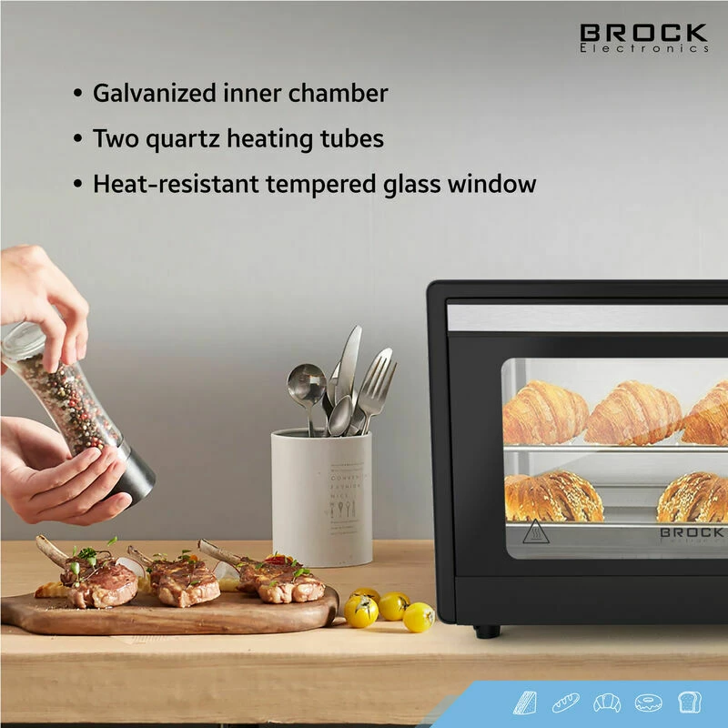 Furrë elektrike mini Brock TO 9001 B, 9 L, 650 W, me konvekcion, e zezë