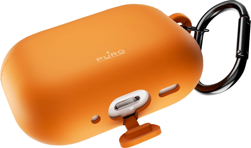 Mbështjellës silikoni Puro Icon për AirPods Pro 3, me karabiner, portokalli