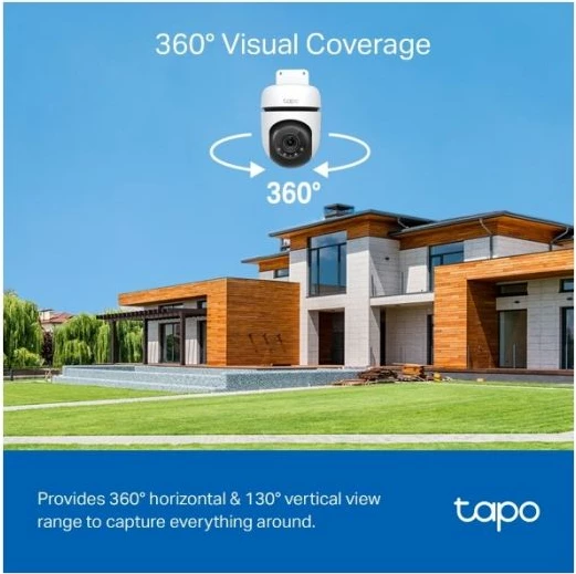 Kamerë sigurie Wi‑Fi outdoor TP-LINK Tapo C510W, 2K 3MP 360° pan/tilt, IP65, night vision me ngjyra, e bardhë/zezë