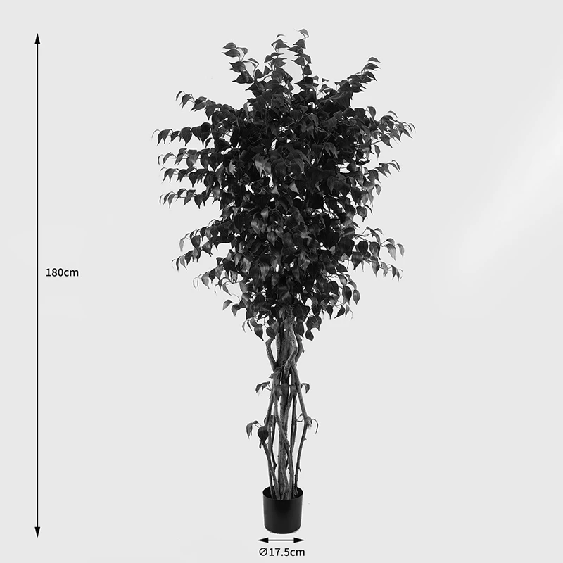 Bimë dekorative në vazo, Banyan, ngjyrë e gjelbër, 95x180cm