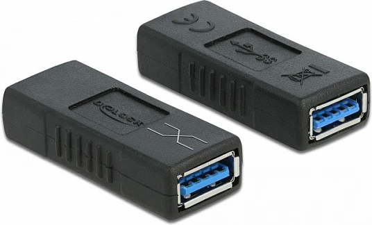 Adapter USB DeLOCK, USB 3.0 Type-A femër në Type-A femër (crossed), e zezë