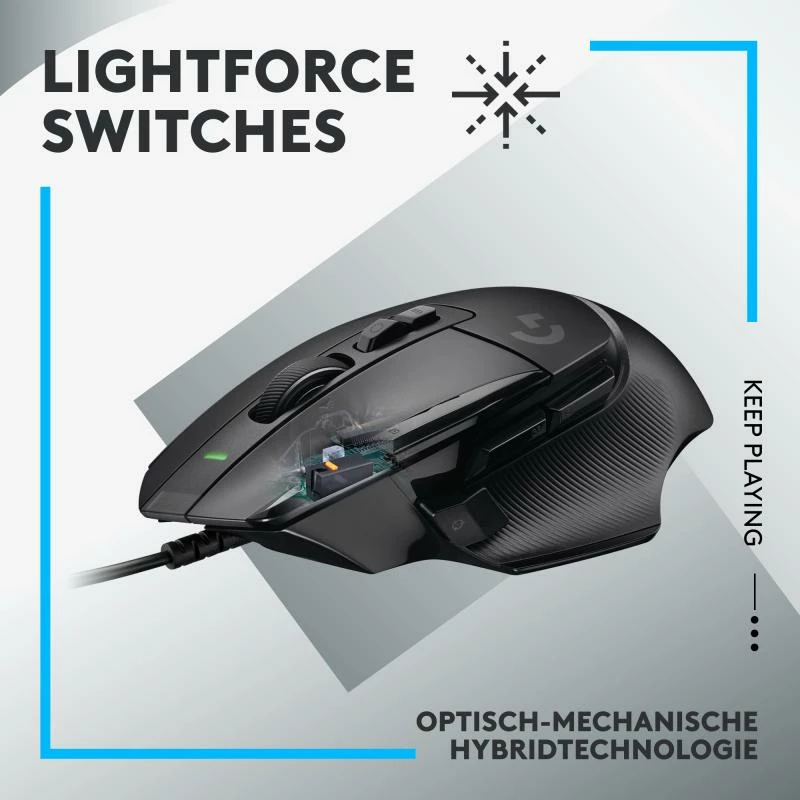 Maus Logitech G G502 X 910-006138, optik, USB 2.0, me butona të gishtit të madh, e zezë