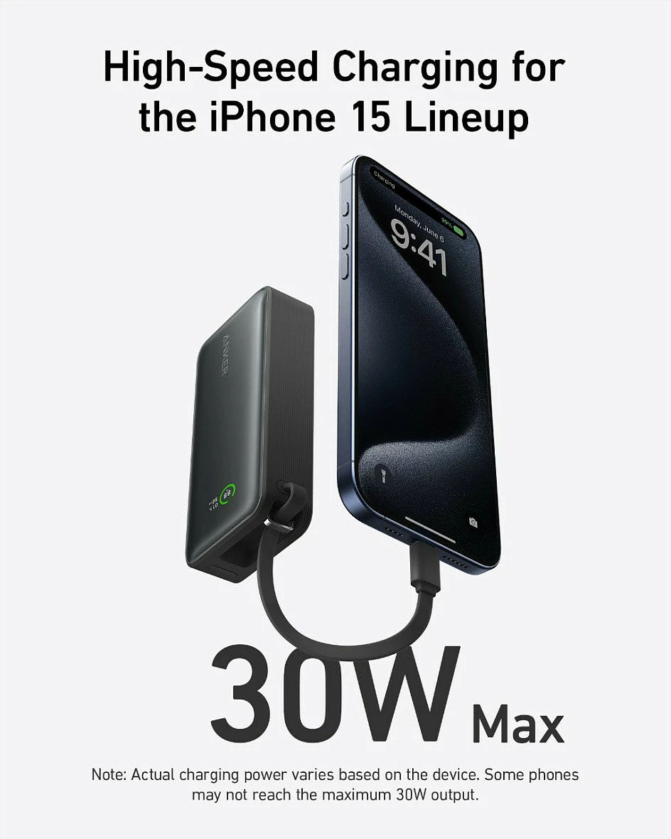 Powerbank Anker A1259G11, 10000 mAh, 30 W, Ngjyrë e zezë