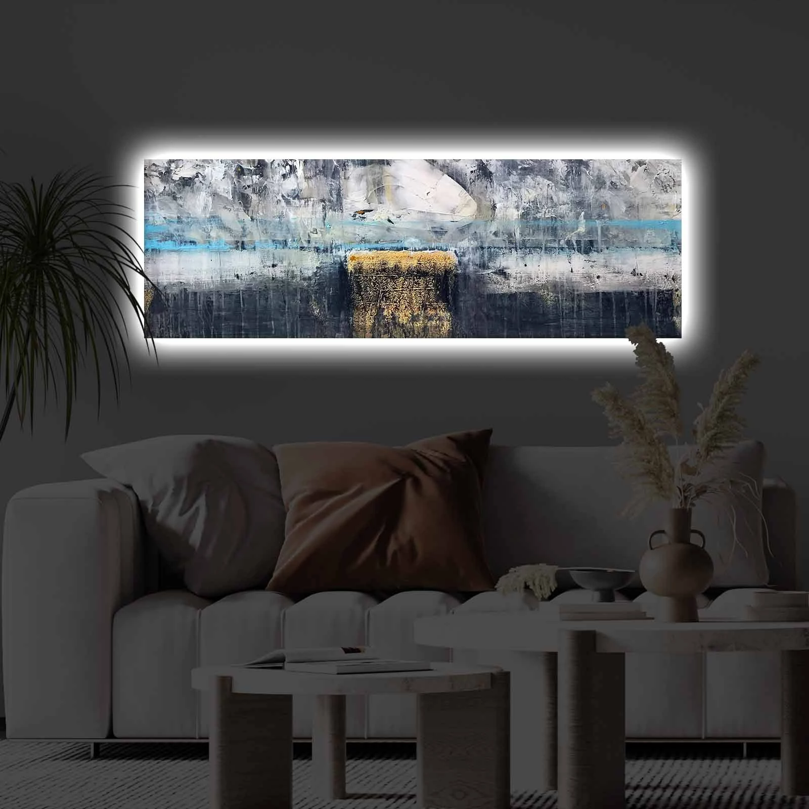 Pikturë dekorative në kanavacë me ndriçim LED, shumëngjyrëshe, 30x90cm, 3090KTLGDACT-004
