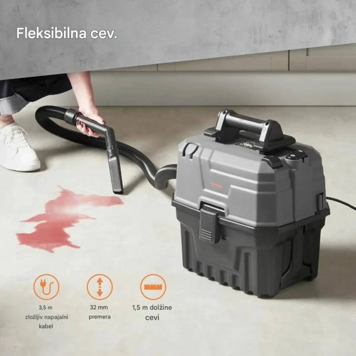 Fshesë me korrent VONHAUS 3500391 për të lagësht dhe të thatë, 1200 W, rezervuar 15 L, funksion fryrje, gri/zezë