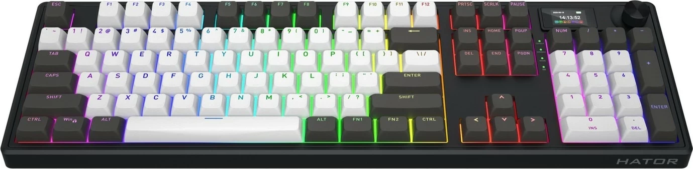 Tastierë mekanike Hator Skyfall 100 PRO, RGB, wireless/wired, full-size, gri-e zezë