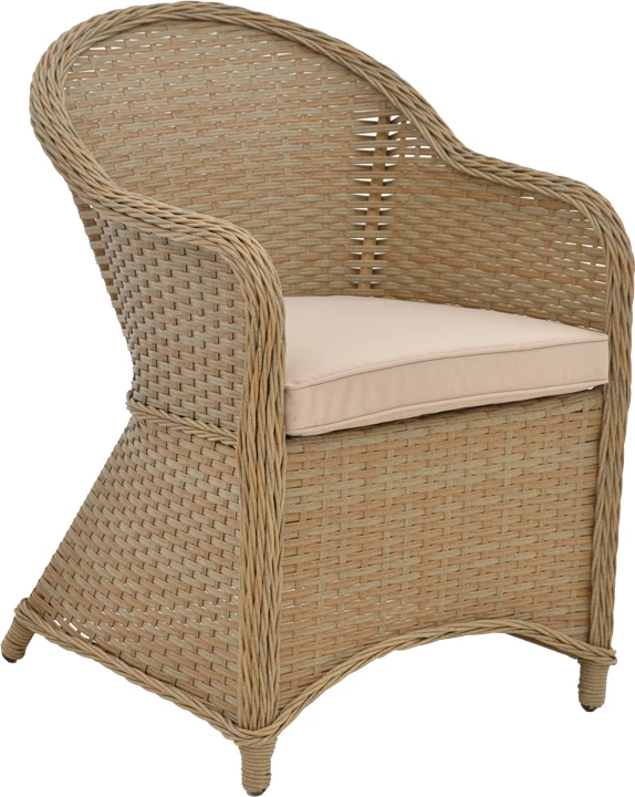 Karrige për kopsht Hadrian rattan kafe-textilene bezhë 57x70x85cm