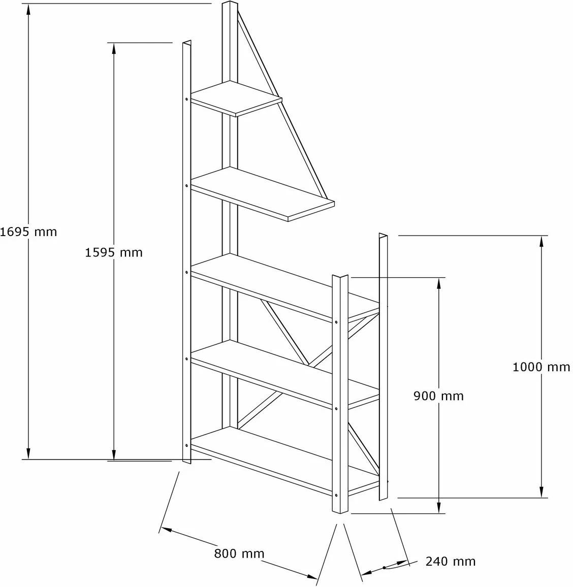 Raft librash Hanah Home, Eagle, ngjyrë safir dhe e zezë