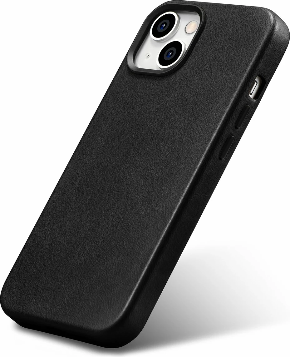 Mbështjellës iCarer Oil Wax Premium Leather për iPhone 14 Plus me MagSafe, i zi