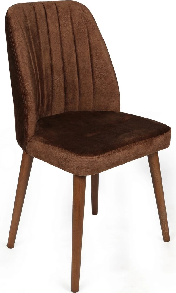 Set karrigesh (2 copë), Hanah Home, Alfa-466 V2, kornizë metalike, këmbë druri ahu, ulëse kadife, ngjyrë kafe dhe arre